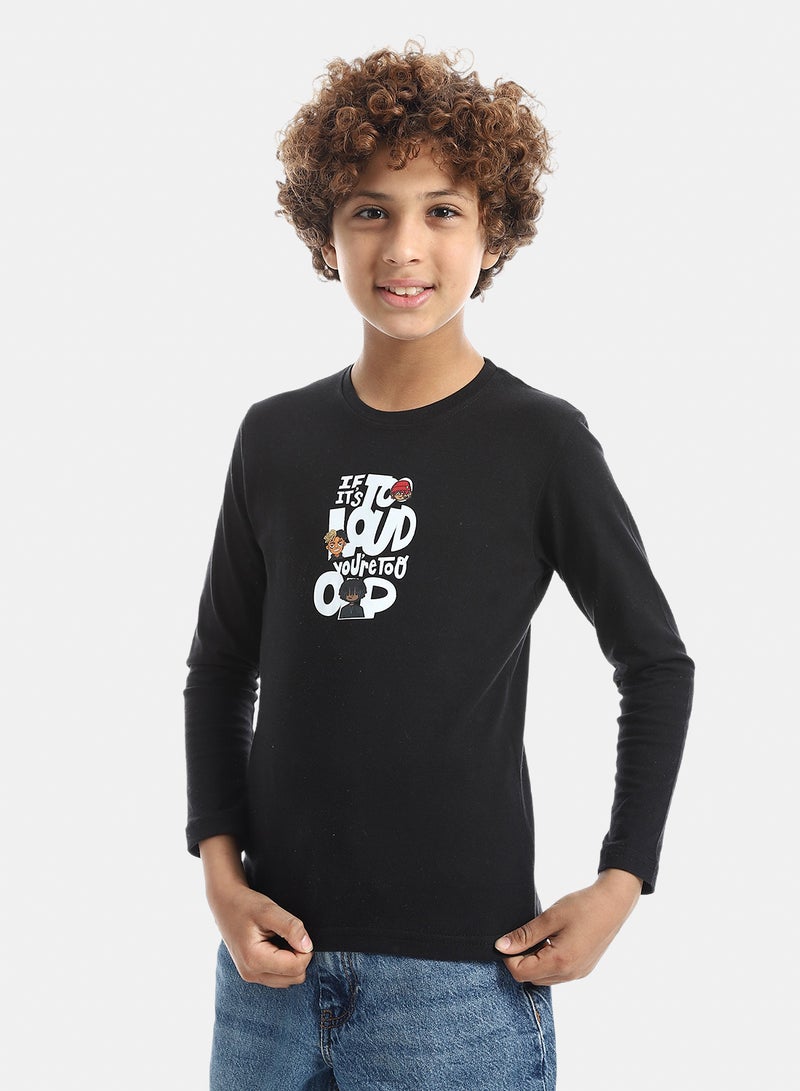 Andora Boys Printed Long-Sleeve Shirt_Black - Image 2